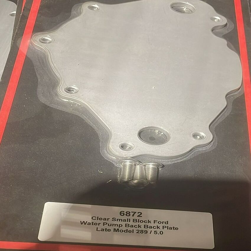 PRP Clear Small Block Ford Water Pump Back Plate Late Model 289/5.0 - 6872