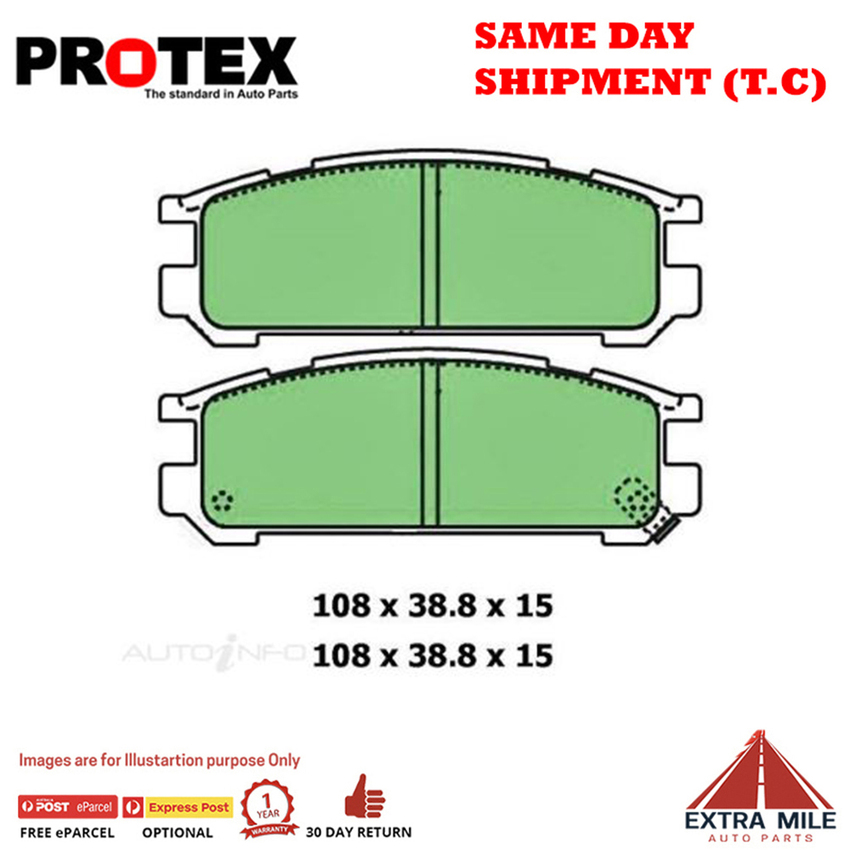 Protex Blue Brake Pad Set Rear For Subaru Liberty 2.5 (BK) Petrol 96-98 