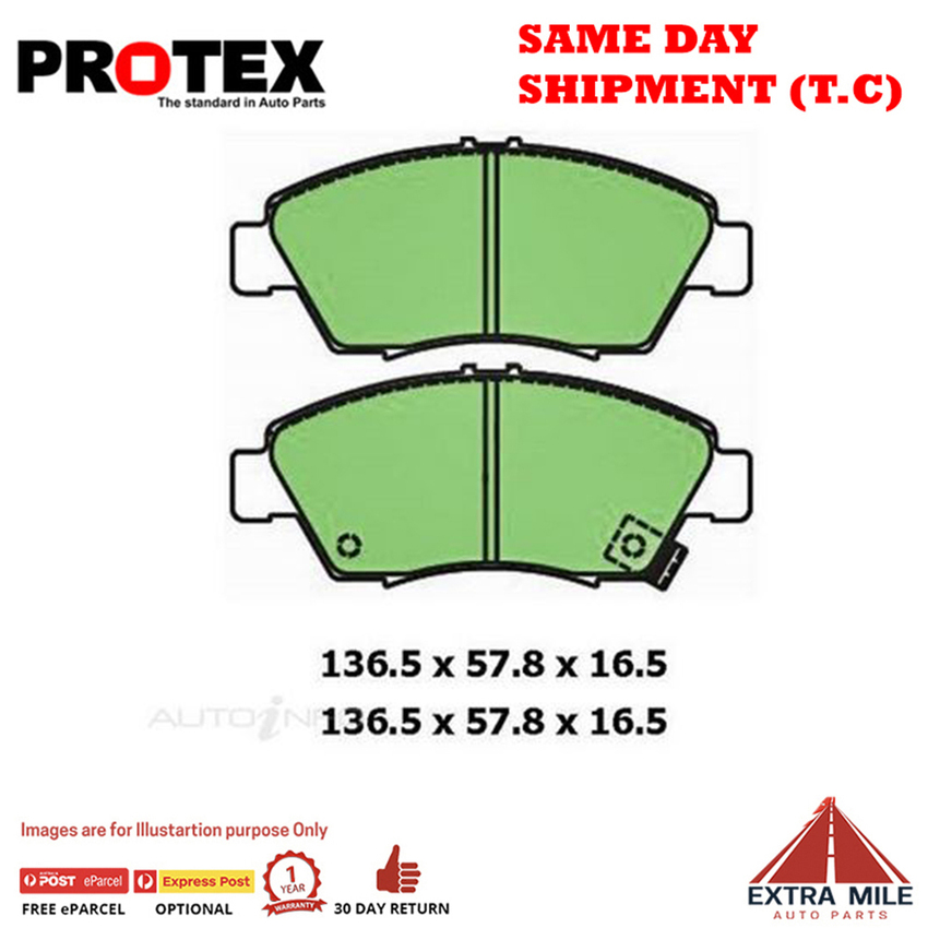 Protex Brake Pad Set Front For Honda Civic 1.6L VTEC (EJ,EM1) Petrol 1996-00