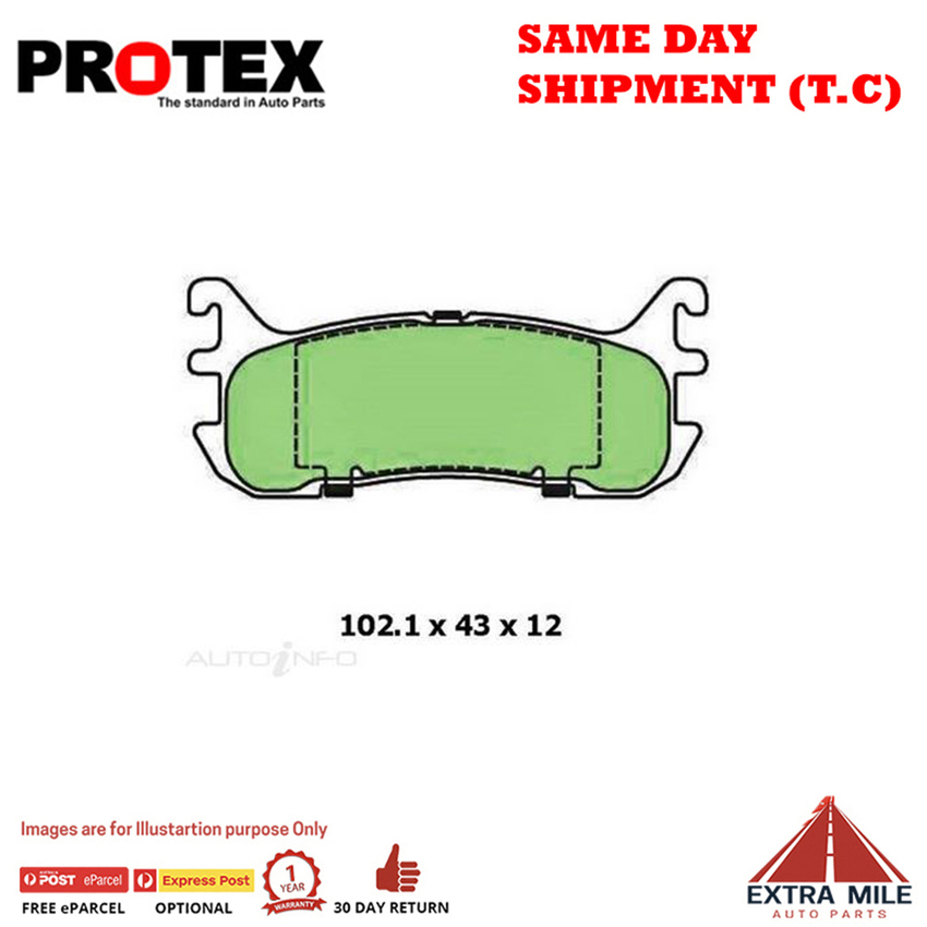 Protex Blue Brake Pad Set Rear For Ford Laser (94 - 1999) [KJ]1.6 i 