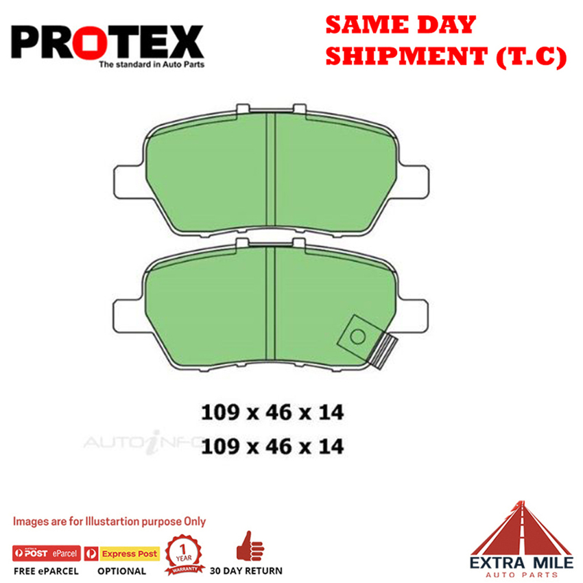 Protex Blue Brake Pad Set Rear For Honda Odyssey 2.4 (RB) Ptl 2009-13 