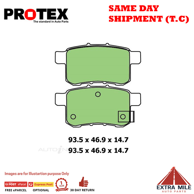 Protex Blue Brake Pad Set Rear For Honda Accord CP 2.4 2007-2012
