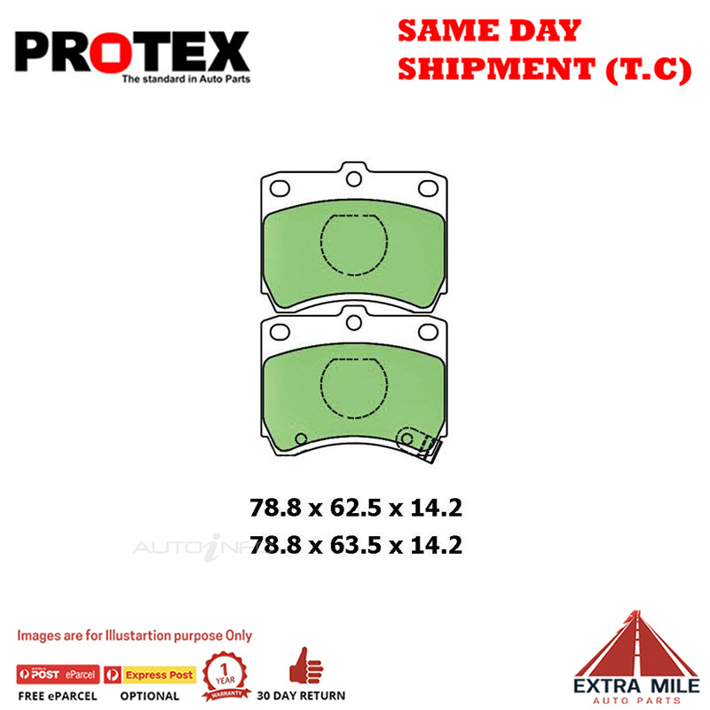 Protex Front Brake Pad Set For Ford Festiva WA 1.3L 1991-1994