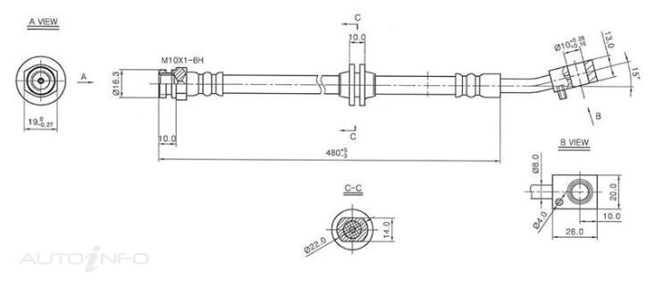 PROTEX Hydraulic Hose - Front For HOLDEN CALAIS VS 4D Sdn RWD 1995 - 1997