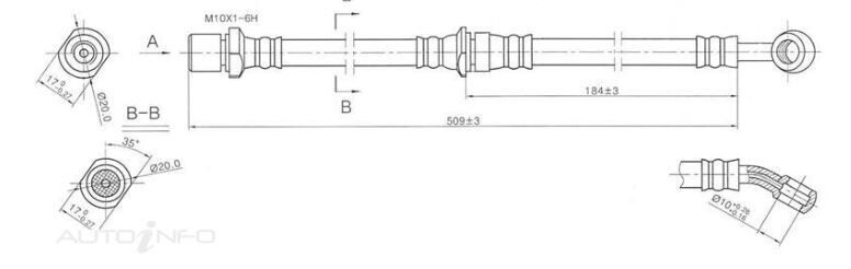 Protex Hydraulic Hose Rear For SUBARU IMPREZA GC 4D Sedan FWD 1993-1998