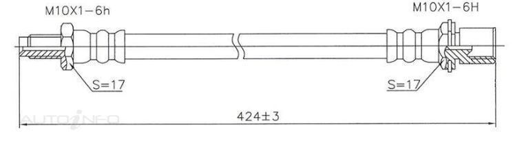 PROTEX Hydraulic Hose - Rear For TOYOTA HILUX LN85R 4D Ute RWD 1988 - 1994