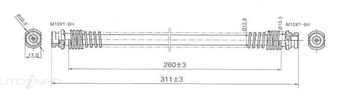PROTEX Hydraulic Hose - Front For MITSUBISHI L200 MA 2D Tray RWD 1980 - 1981