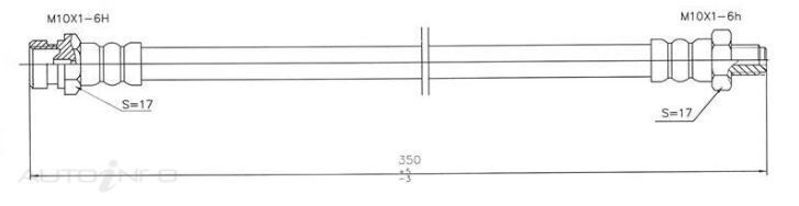 PROTEX Hydraulic Hose - Rear For MITSUBISHI L200 MA 2D Tray RWD 1980 - 1981