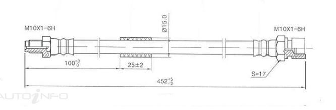 PROTEX Hydraulic Hose-FR For VOLKSWAGEN BEETLE TYPE 1 2D Sdn RWD 1960 - 1967