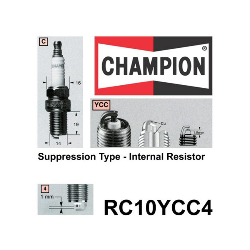 RC10YCC4 Copper Plus Spark Plug for TOYOTA CELICA ST184R COROLLA ZZE122R CYNOS EL44 (Grey Imp) ECHO NCP10R NCP13R LANDCRUISER PRADO RZJ120R MR2 ZZW