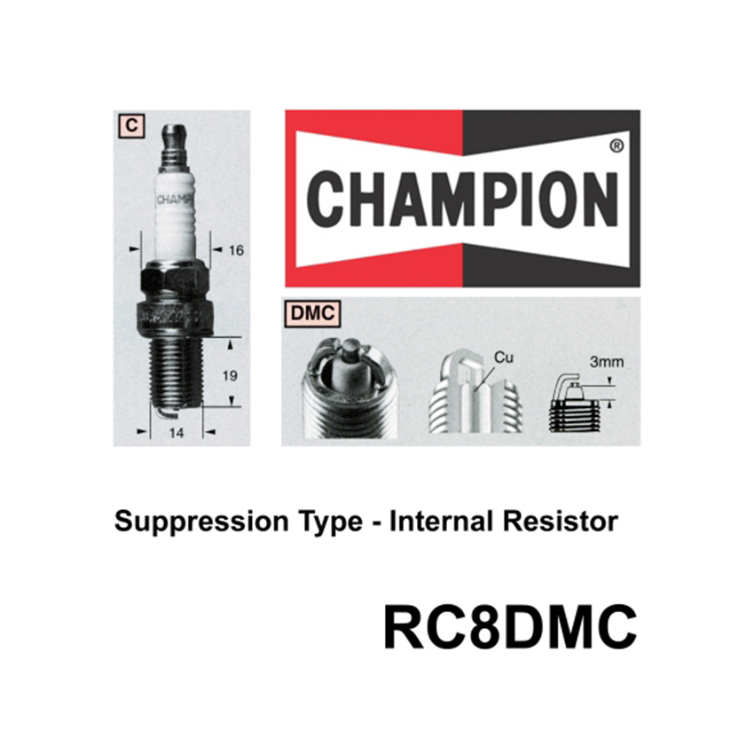 RC8DMC Copper Plus Spark Plug for TOYOTA AVALON MCX10R CALDINA ST215 (Grey Imp) CAMRY SXV20R HILUX VZN167R VZN172R LANDCRUISER FZJ105R FZJ78R FZJ79