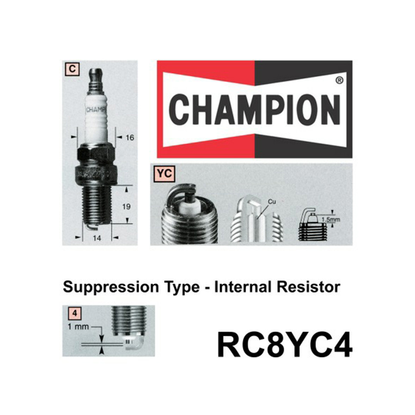 RC8YC4 Copper Plus Spark Plug for PROTON M21 C90 SATRIA C90 C90 GTI WAJA CF WIRA