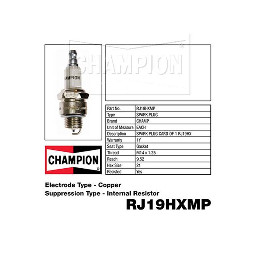 Champion RJ19HXMP SPARK PLUG - RJ19HX MOWER PACK