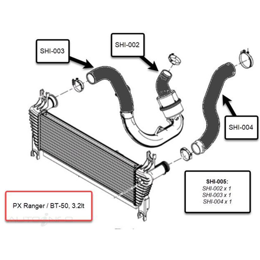 PAT Charger Air Intercooler Hoses For Ford Ranger PX3 3.2L PSAT 20V DOHC