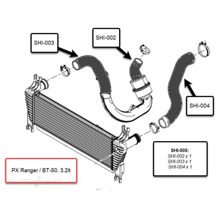 PAT Charger Air Intercooler Hoses For Mazda BT50 UP UR 3.2L PSAT 20V DOHC