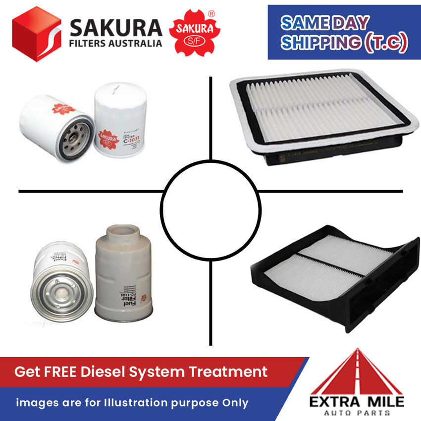 SAKURA Filter Kit For SUBARU FORESTER S4 4Cyl 2.0L Diesel 01/2013-ON