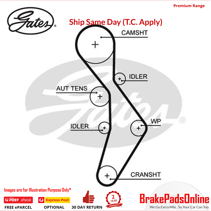 Gates Timing Belt For AUDI A6 2.0L/125KW 2.0 TFSI BPJ C6,4F2 - T334