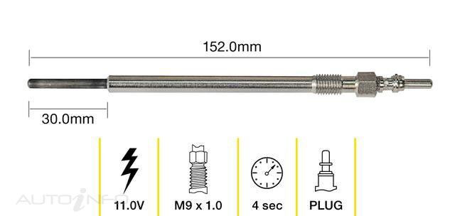 Tridon Glow Plug For Fiat Brava 937A5 1.9L I4 16V 4 Door Hatchback 2001 - 2002