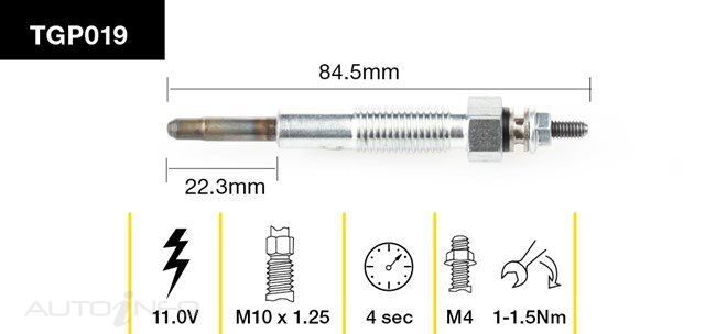 Tridon Glow Plug For Mazda Bounty UN WLAT 2.5L I4 12V 4D Ute DC Utility