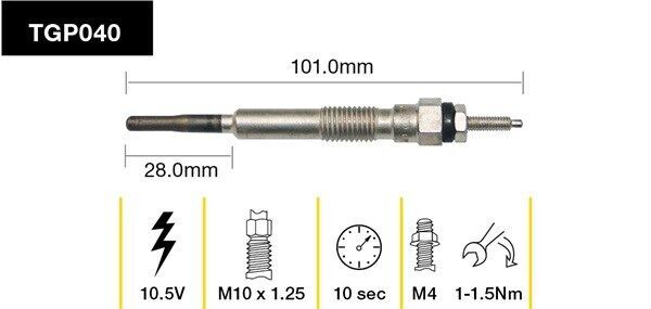 Tridon Glow Plug For Toyota Landcruiser HJ60R SUV HJ75R LWB SWB BJ40R BJ70R