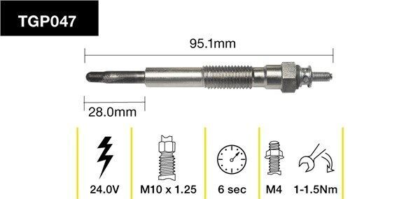 Tridon Glow Plug For Toyota Dyna 200 BU66R 3.7L 14B, 8V 1988-1995