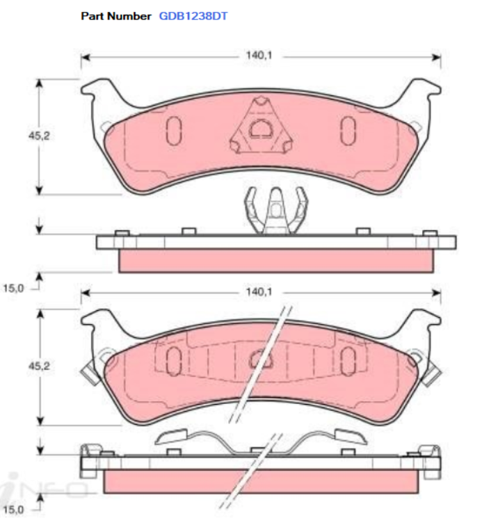 TRW Rear Brake Pads For Jeep Grand Cherokee ZJ, ZG 4.0L Closed Off-Road Vehicle