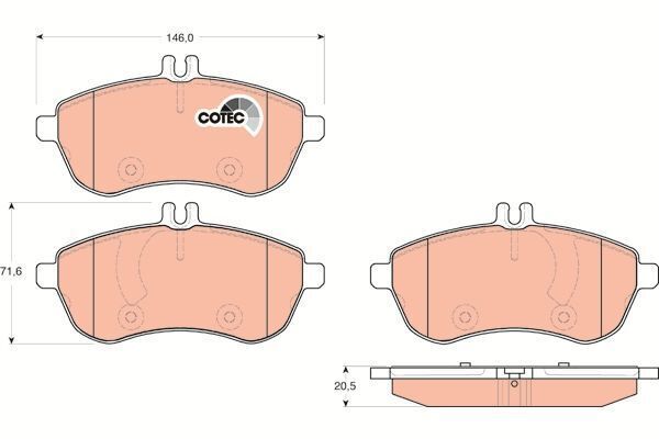 TRW Front Brake Pads For Mercedes-Benz SLK 250 R172 172.447 Convertible