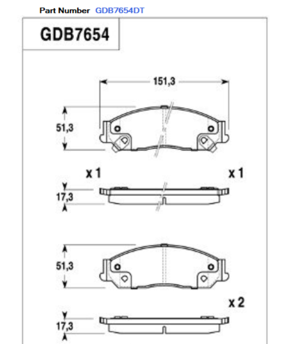 TRW Front Brake Pads For Toyota Camry ACV30R 2.4L, MCV36R 3.0L V6 1MZFE, 2AZFE