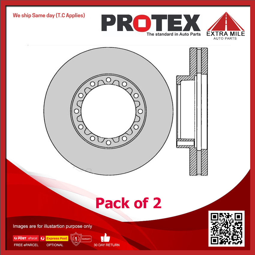 2X Protex Rear Disc Brake Rotor For Mitsubishi Fuso Canter 515/616 FE 3 ...