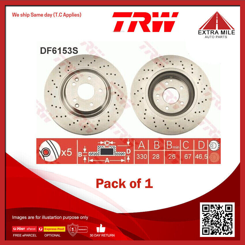 TRW Disc Brake Rotor 330mm Front For Mercedes-Benz C-Classa W203, S203 C  180,320