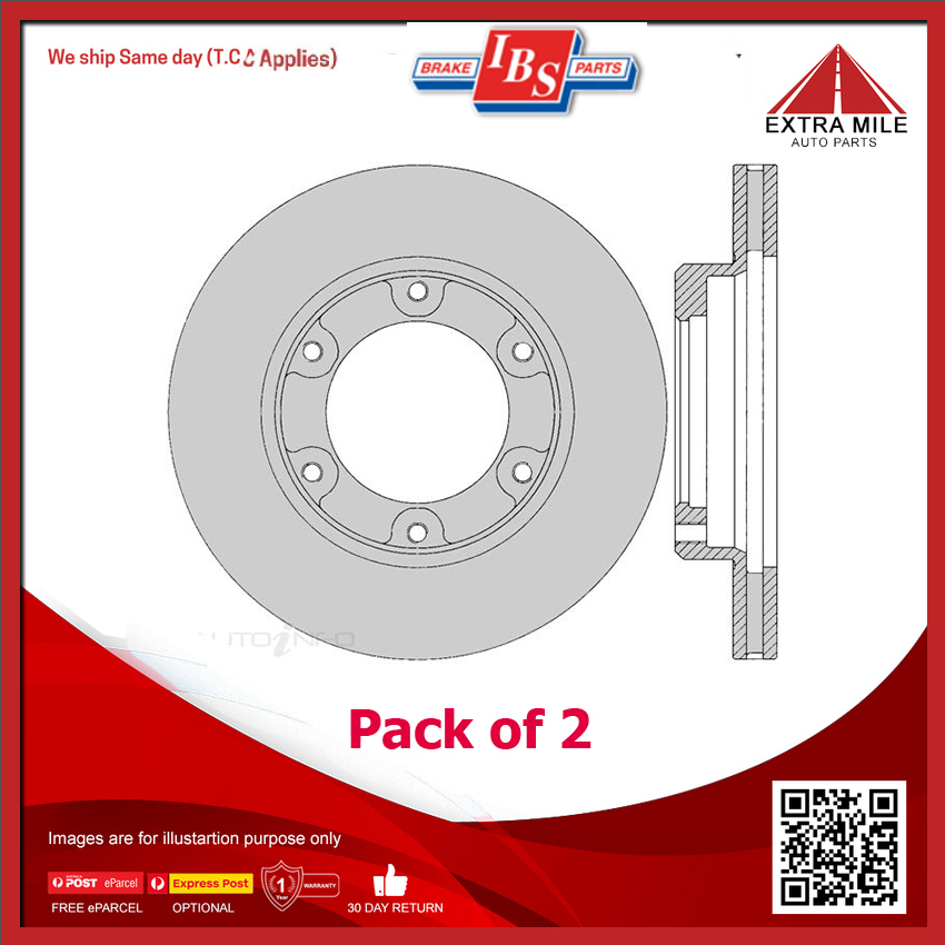 2X IBS Front Disc Rotor For Toyota Landcruiser HZJ80R, HDJ81R, FJ80R 4 ...