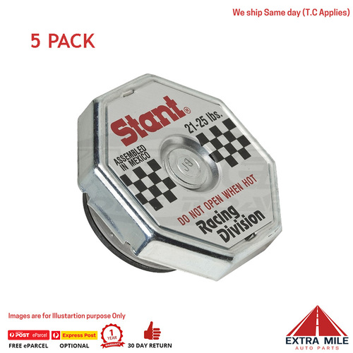 5 PACK Stant 10392 Racing High Pressure Radiator Cap 21-25 lbs For 3/4 Inch Deep Standard "A" Size Filler