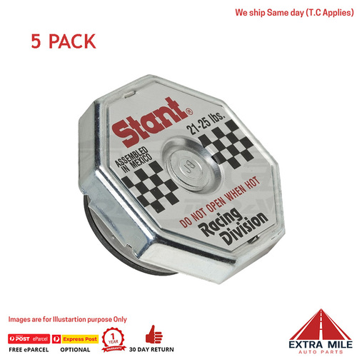 5 PACK Stant 10392 Racing High Pressure Radiator Cap 21-25 lbs For 3/4 Inch Deep Standard "A" Size Filler