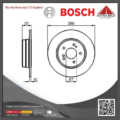 Bosch Brake Disc Rotor Rear For Mercedes-Benz SL (R129) 280 (129.058)-BD377