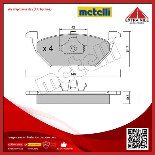 Metelli Front Brake Pad Set For Volkswagen Golf 1J1 1.6L/1.8L/1.9L AHF, ASV, APF