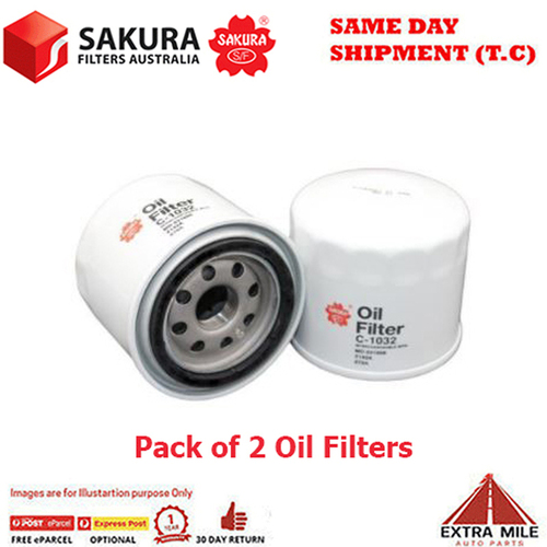 2X SAKURA Oil Filter C-1032 (RYCO - Z142A / Z79A)