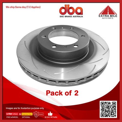 2X DBA Front Disc Brake Rotor 4X4 Survival T2 Slotted For Toyota Landcruiser