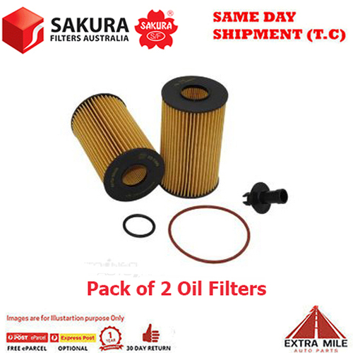 2X Sakura Oil Filter For TOYOTA LANDCRUISER SAHARA VX URJ202R 4.6L 2012-On DOHC