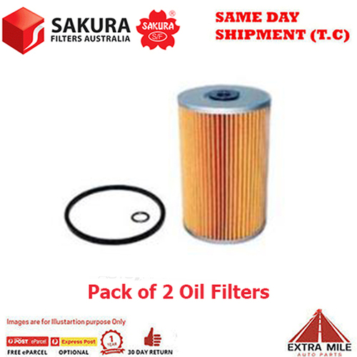 2X Sakura Oil Filter O-1101 (RYCO - R2193P / R2293P)