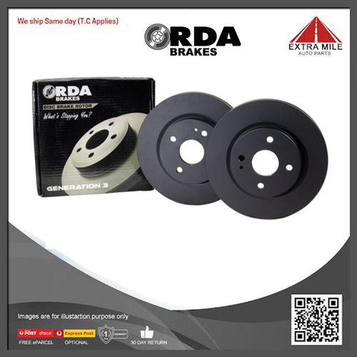 2X RDA Rear Disc Brake Rotor Standard For Saab 900 YS3A 2.0L, YS3D 2.0L/2.3L