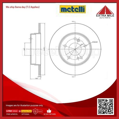 2X Metelli Rear Disc Brake Rotor For Mercedes Benz E-Class 2.0L/2.4L/2.8L/3.6L