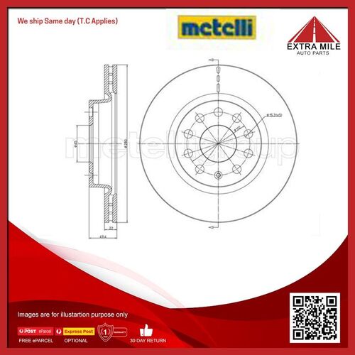 2X Metelli Front Disc Brake Rotor For Volkswagen Beetle 5C1,5C2 TSI 1.4L