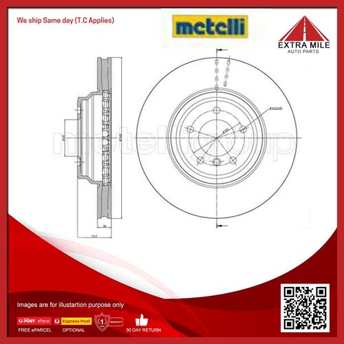 2X Metelli Front Disc Brake Rotor For BMW 3 E90, E91, E92, E93 3.0L