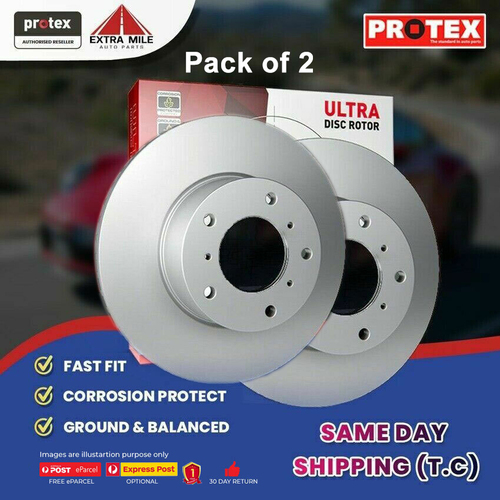 2X PROTEX Disc Brake Rotors -Rear For VOLKSWAGEN GOLF TYPE 6 4D H/B FWD.
