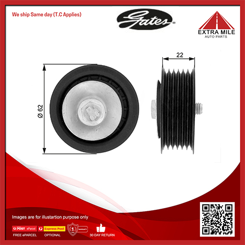 Gates DriveAlign Idler Pulley For Saab 9-3 YS3D 2.0L/2.3L, 9-5 YS3E 2.3L/2.0L