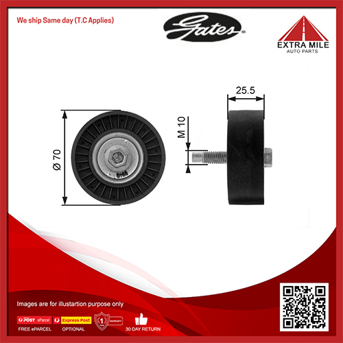 Gates DriveAlign Idler Pulley For Ford Mondeo HA,HB,HC,HD 2.0L NGA/NGB/NGC/NGD