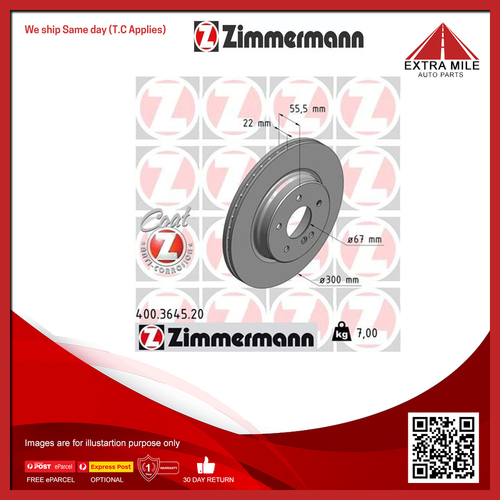 Zimmermann Disc Brake Rotor 300mm Rear For Mercedes-Benz Crossfire SRT-6 3199cc