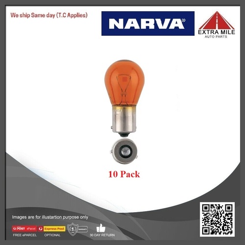 Narva 12V 21W AMBER PY21W BAU15S Incandescent Globes (10 Pack) 47384