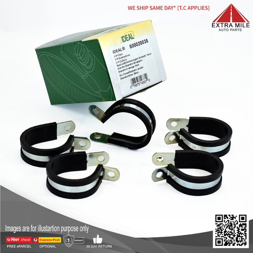 803815 QTY-10 38MM Rubber Lined PClips Zinc Plated-E5Metal Clamps Retaining Hose
