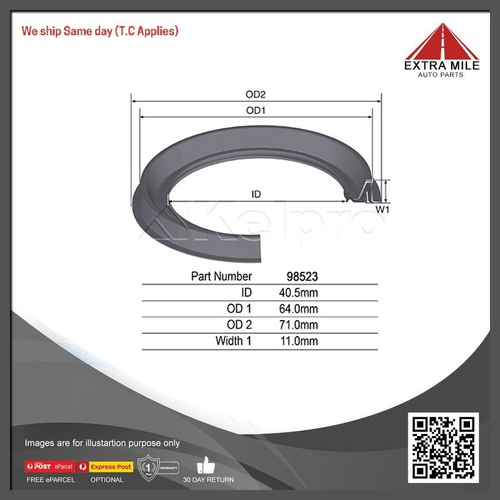 Kelpro Oil Seal For FORD Escape BA 3.0L Duratec 01/01 - 12/03 -98523